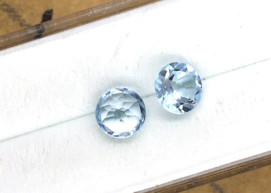 Matched Pair of Sky Blue Topaz 2.075 ct