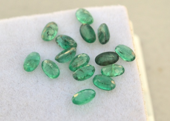 3.27 Carat Parcel of Vibrant Green Oval Cut Emeralds