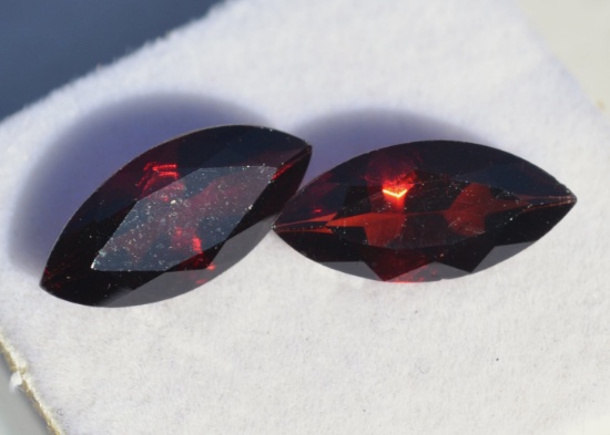 6.34 Carat Matched Pair of Marquise Cut Garnets