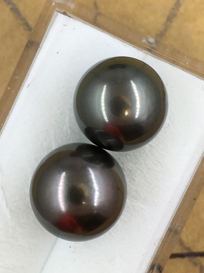 Matched Set Black Tahitian Pearls 10mm