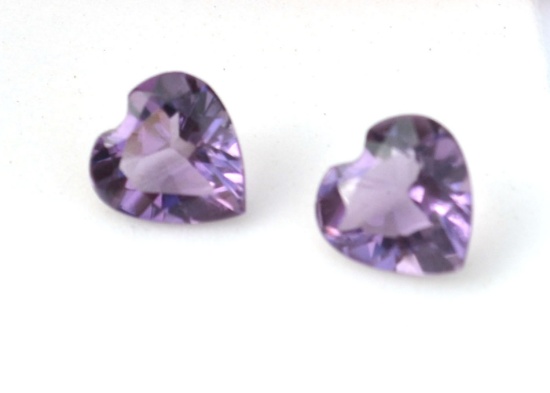 1.26 Carat Matched Pair of Very Fine Amethyst Hearts