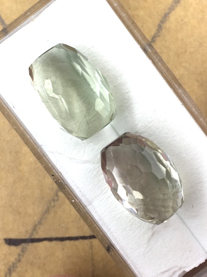 Green Amethyst Oval Matched Pair 16.12 Ct