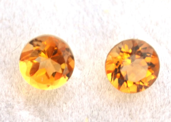 1.04 Carat Matched Pair of Fine Citrine Rounds