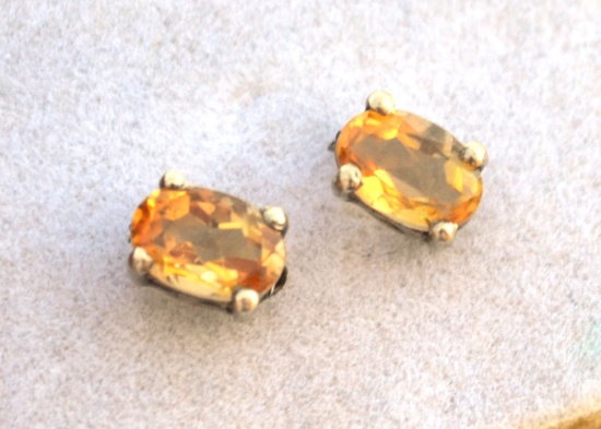 2.48 Carat Matched Pair of Citrines in 10k Gold