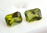 4.37 Carat Matched Pair of Exceptional Scissor Cut Peridot