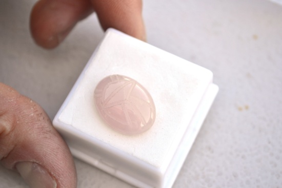 13.12 Carat Carved Rose Quartz Cabochon