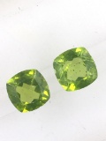 Matched Pair of Peridot Cushion Cut 4.47 ct