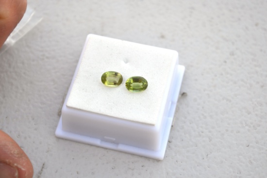 2.21 Carat Matched Pair of Oval Cut Peridots