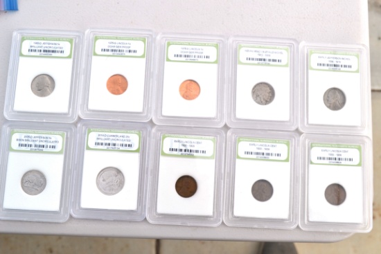10 Coins in Sealed Containers