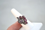 Beautiful Rhodolite Garnet Ring in Sterling Silver -- 7.54 Grams