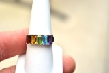 Great Multi Stone Sterling Silver Ring -- 4.07 Grams
