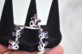 Matched Set of Amethyst Earrings and Ring in Sterlling Silver -- 10.64 Grams