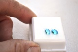 2.46 Carat Matched Pair of Fine Blue Topaz Cabochons