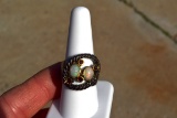 Fantastic Opal and Garnet Ring in Sterling Silver -- 9.06 Grams