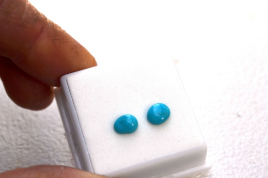 1.69 Carat Pair of Nice Blue Turquoise