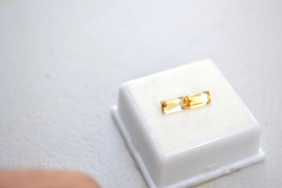 1.87 Carat Matched Pair of Baguette Cut Citrines