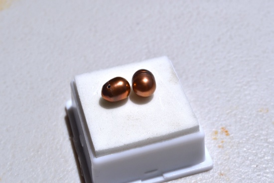 7.58 Carat Pair of Copper Colored Fine Pearls