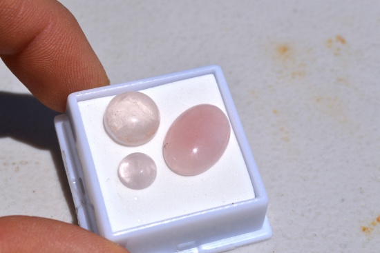 16.57 Carats of Rose Quartz Cabochons