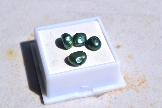 7.65 Carat Matched Set of Fine Green Pearls