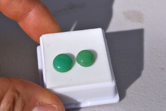 6.00 Carat Matched Pair of Chrysoprase