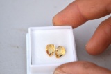 2.50 Carat Matched Pair of Pear Checkerboard Cut Citrines