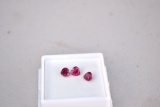 1.92 Carat Matched Trio of Heart Shaped Synthetic Ruby
