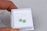 0.76 Carat Matched Pair of Hand Carved Emerald Leaves