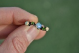 Opal and Chrome Diopside Ring in Sterling Silver -- Size 6.5