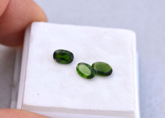 1.45 Carat Beautiful Matched Trio of Chrome Diopside
