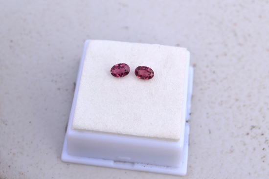 1.38 Carat Fine Matched Pair of Oval Cut Pink Garnets