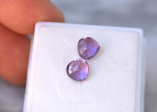 2.72 Carat Matched Pair of Pear Checkerboard Cut Amethyst