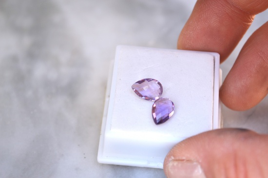 3.45 Carat Matched Pair of Amethyst