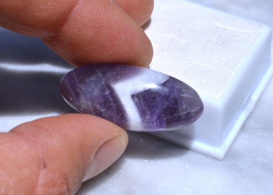 28.24 Carat Gorgeous Amethyst Chevron Cabochon