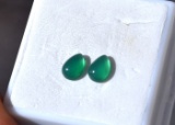 1.25 Carat Matched Pair of Pear Cut Green Onyx