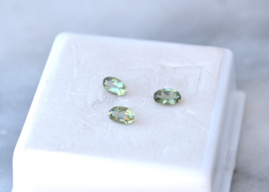 0.70 Carat Matched Trio of Seafoam Green Apatites