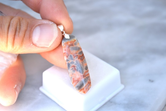 Crazy Lace Agate Pendant with Sterling Silver Bale