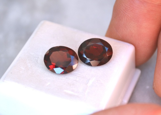 8.25 Carat Matched Pair of Large Garnets