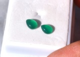 1.27 Carat Matched Pair of Pear Cut Green Onyx