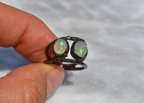 Opal Ring in Sterling Silver -- Size 6.25