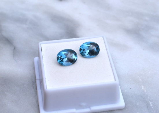 6.44 Carat Matched Pair of London Blue Topaz With COA -- $150-$180 Estimated Value