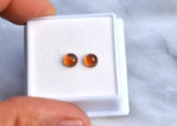 1.96 Carat Matched Pair of Hessonite Garnet Cabochons