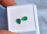 1.37 Carat Matched Pair of Pear Cut Green Onyx