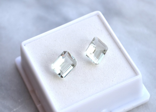 3.75 Carat Matched Pair of Nice Green Amethyst