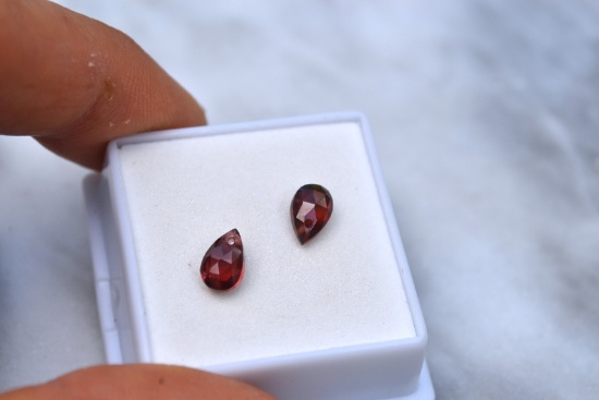 2.78 Carat Matched Pair of Checkerboard Cut Garnet