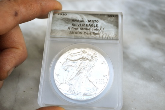 1 OZ US Silver Eagle Graded MS 70!