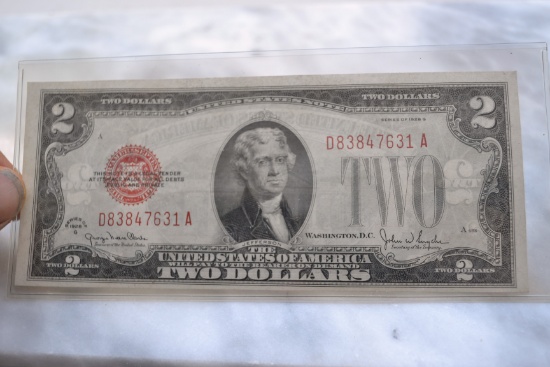Lot 1 of 4 Sequential, Uncirculated? 1928-G $2 Red Seal Dollar Note