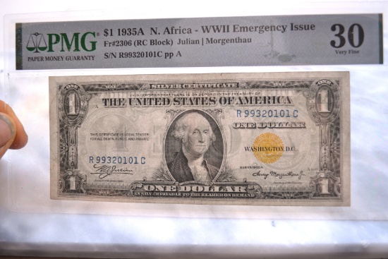 1935-A $1 Emergency Issue North Africa Silver Certificate Graded 30