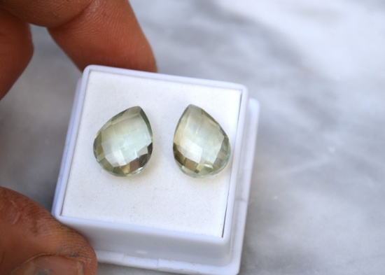15.17 Carat Matched Pair of Nice Green Amethyst
