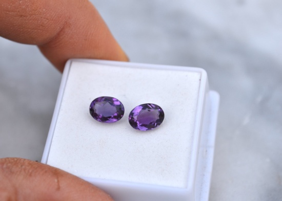 2.75 Carat Matched Pair of Round Cut Amethyst