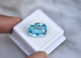 14.93 Carat Cushion Cut Sky Blue Topaz